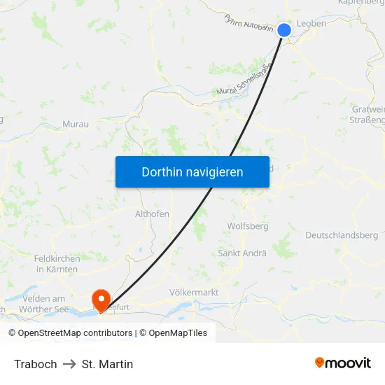 Traboch to St. Martin map