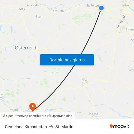 Gemeinde Kirchstetten to St. Martin map