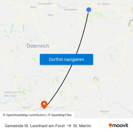 Gemeinde St. Leonhard am Forst to St. Martin map