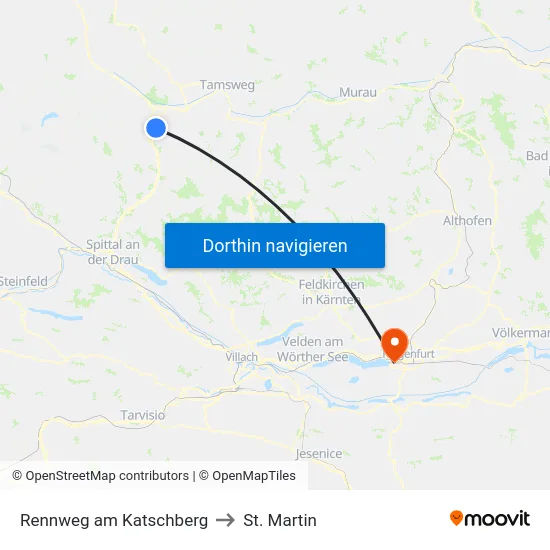 Rennweg am Katschberg to St. Martin map