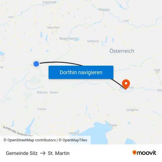 Gemeinde Silz to St. Martin map