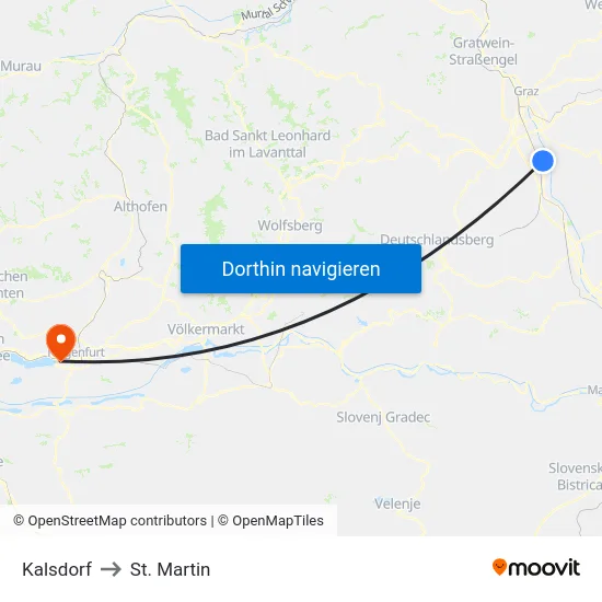Kalsdorf to St. Martin map
