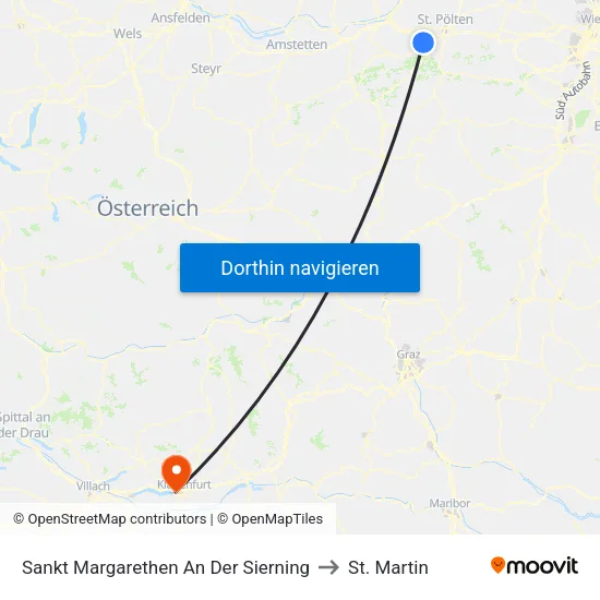 Sankt Margarethen An Der Sierning to St. Martin map