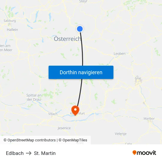 Edlbach to St. Martin map