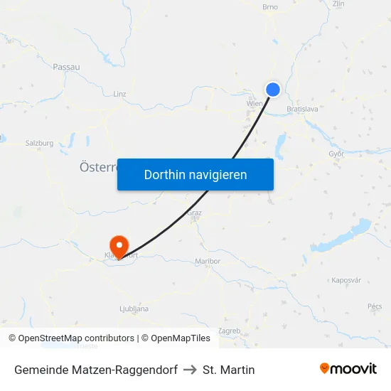 Gemeinde Matzen-Raggendorf to St. Martin map