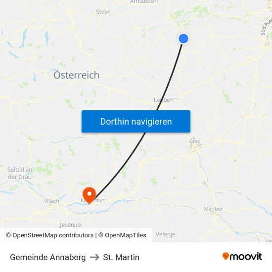 Gemeinde Annaberg to St. Martin map