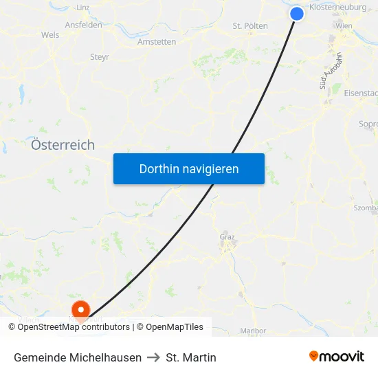 Gemeinde Michelhausen to St. Martin map
