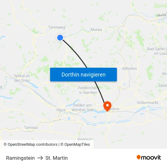 Ramingstein to St. Martin map