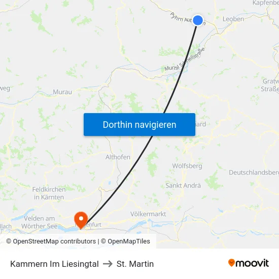 Kammern Im Liesingtal to St. Martin map