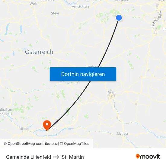Gemeinde Lilienfeld to St. Martin map