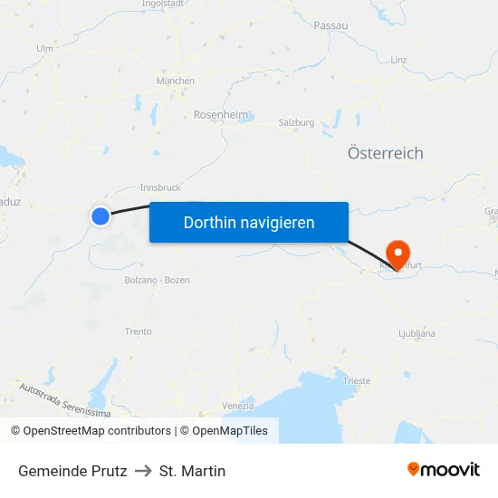 Gemeinde Prutz to St. Martin map