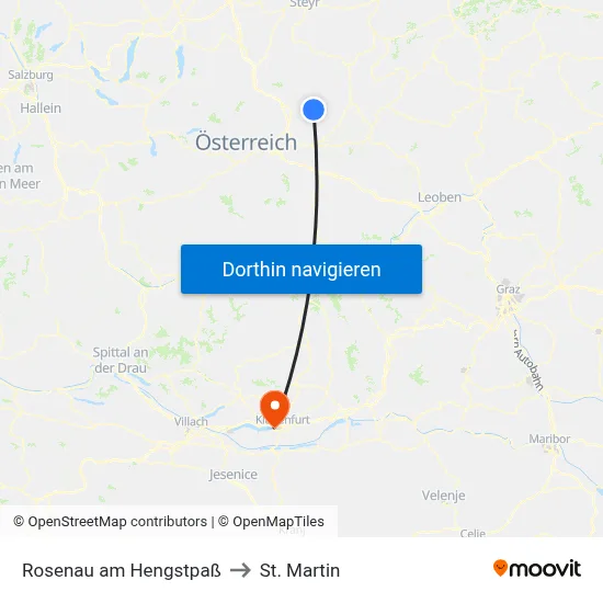 Rosenau am Hengstpaß to St. Martin map