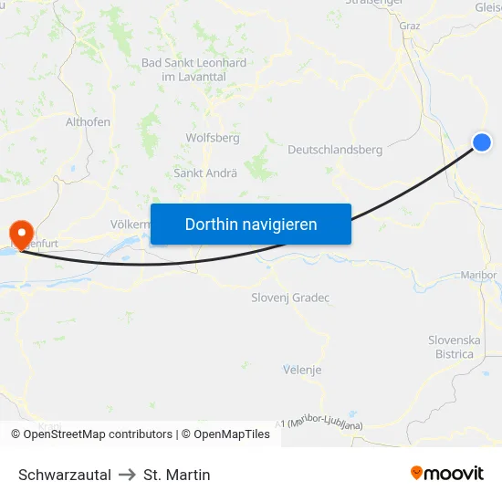 Schwarzautal to St. Martin map