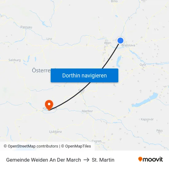 Gemeinde Weiden An Der March to St. Martin map
