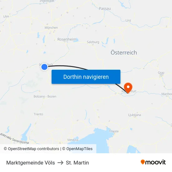 Marktgemeinde Völs to St. Martin map