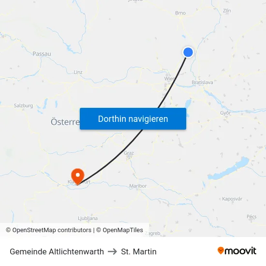 Gemeinde Altlichtenwarth to St. Martin map
