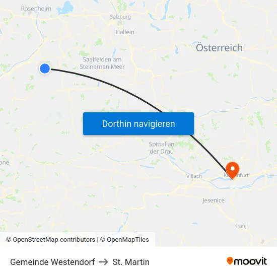 Gemeinde Westendorf to St. Martin map