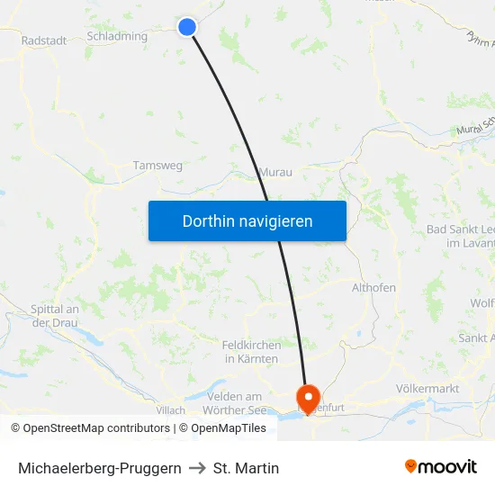 Michaelerberg-Pruggern to St. Martin map