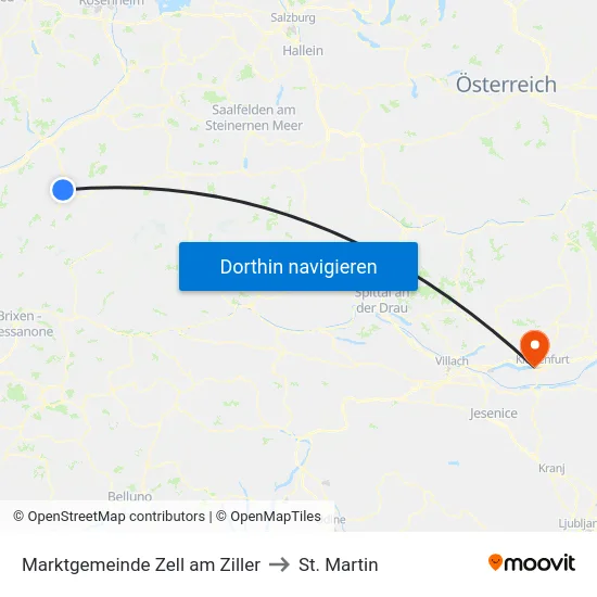 Marktgemeinde Zell am Ziller to St. Martin map