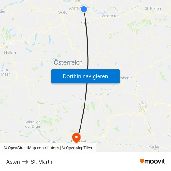 Asten to St. Martin map