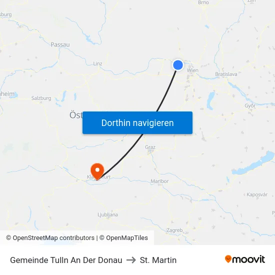 Gemeinde Tulln An Der Donau to St. Martin map