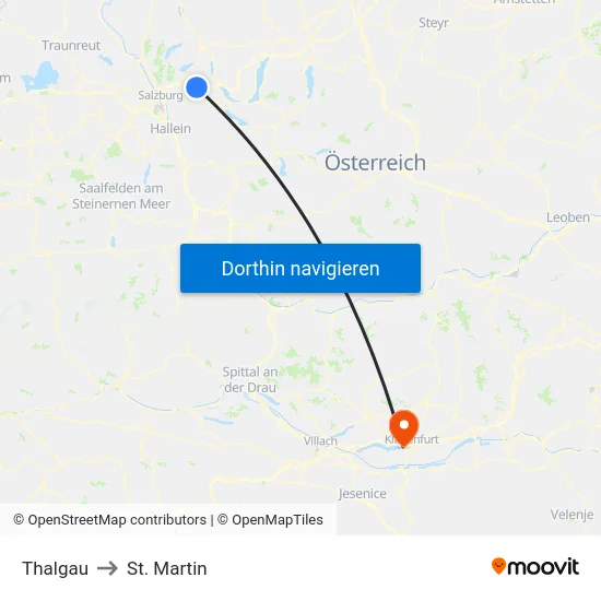 Thalgau to St. Martin map