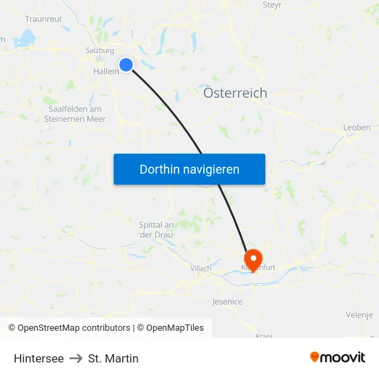 Hintersee to St. Martin map