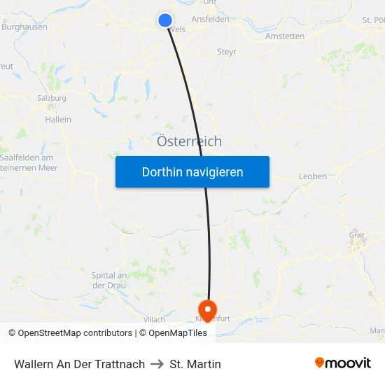 Wallern An Der Trattnach to St. Martin map