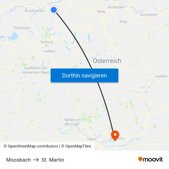 Moosbach to St. Martin map