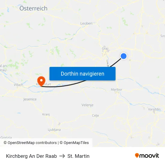 Kirchberg An Der Raab to St. Martin map
