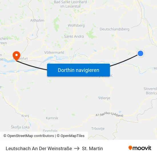 Leutschach An Der Weinstraße to St. Martin map