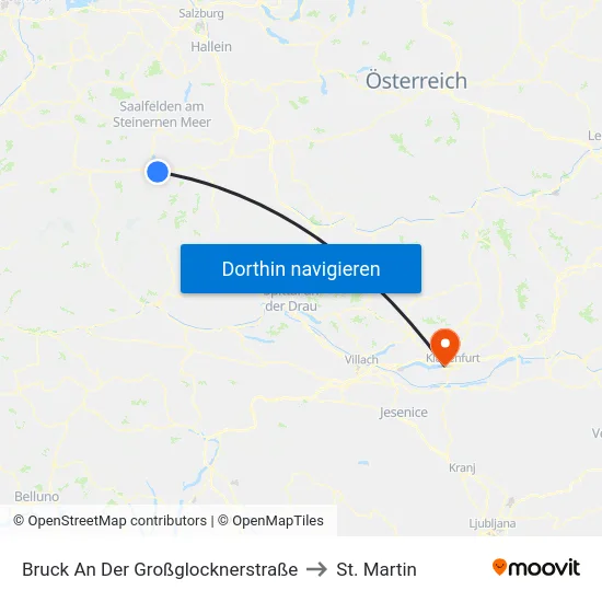 Bruck An Der Großglocknerstraße to St. Martin map