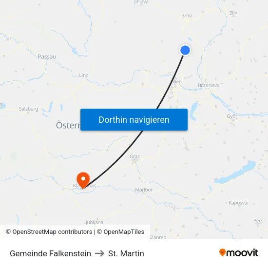 Gemeinde Falkenstein to St. Martin map