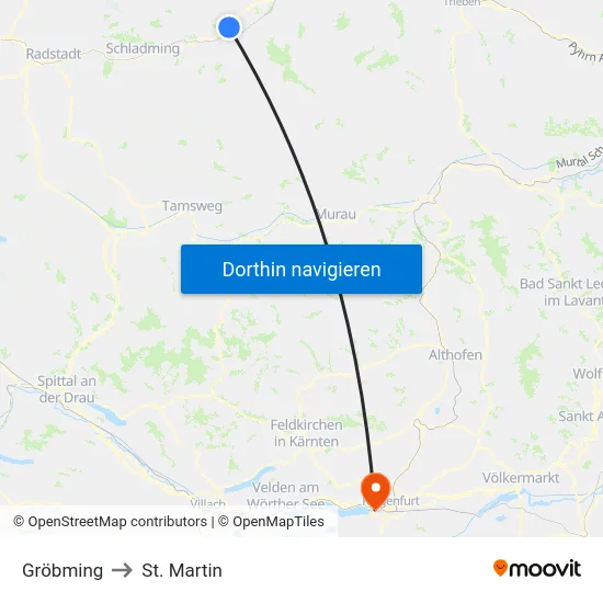 Gröbming to St. Martin map