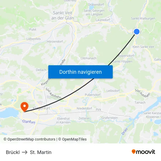 Brückl to St. Martin map