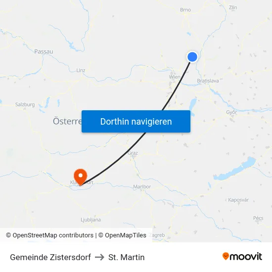 Gemeinde Zistersdorf to St. Martin map