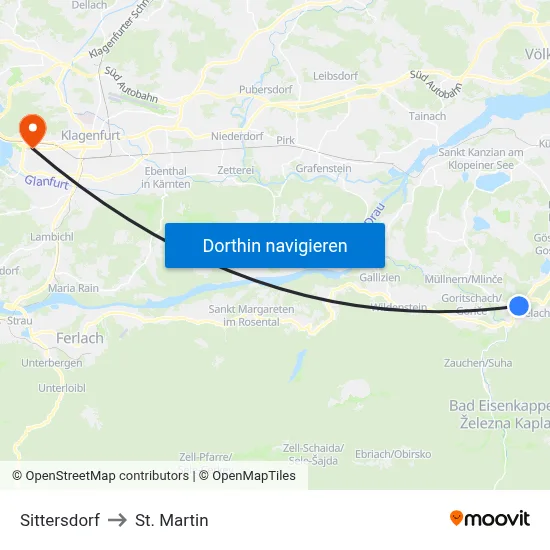 Sittersdorf to St. Martin map