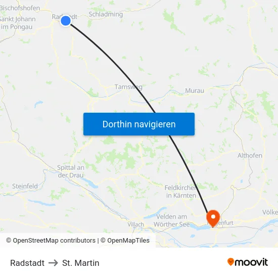Radstadt to St. Martin map