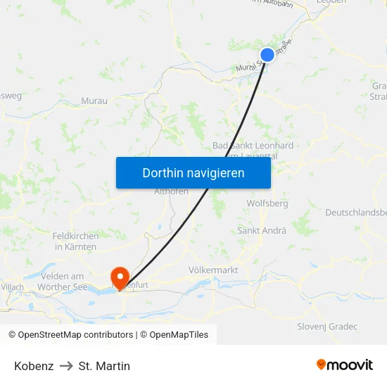 Kobenz to St. Martin map