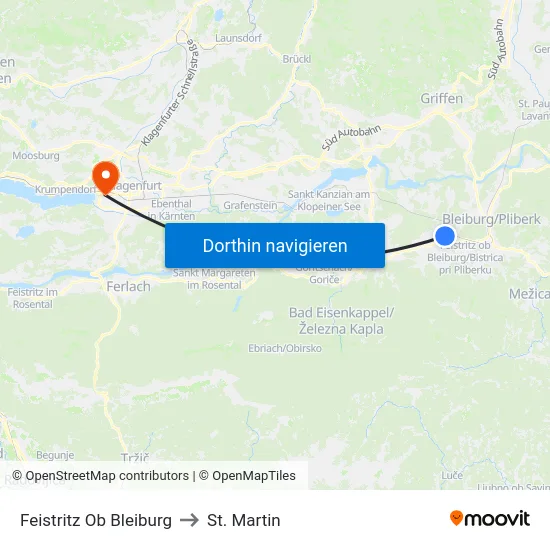 Feistritz Ob Bleiburg to St. Martin map