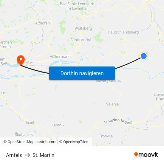 Arnfels to St. Martin map