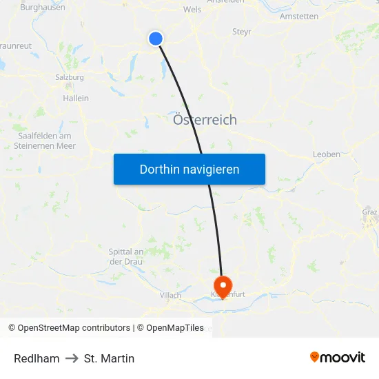 Redlham to St. Martin map