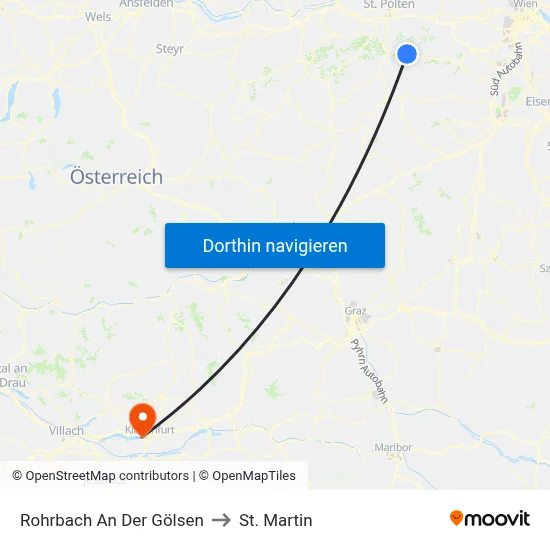 Rohrbach An Der Gölsen to St. Martin map