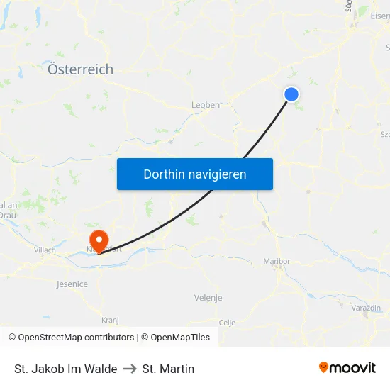 St. Jakob Im Walde to St. Martin map