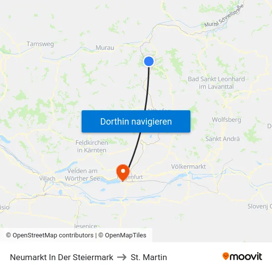 Neumarkt In Der Steiermark to St. Martin map