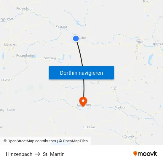 Hinzenbach to St. Martin map