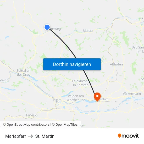 Mariapfarr to St. Martin map