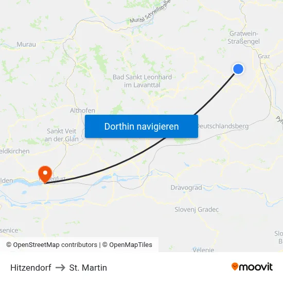 Hitzendorf to St. Martin map