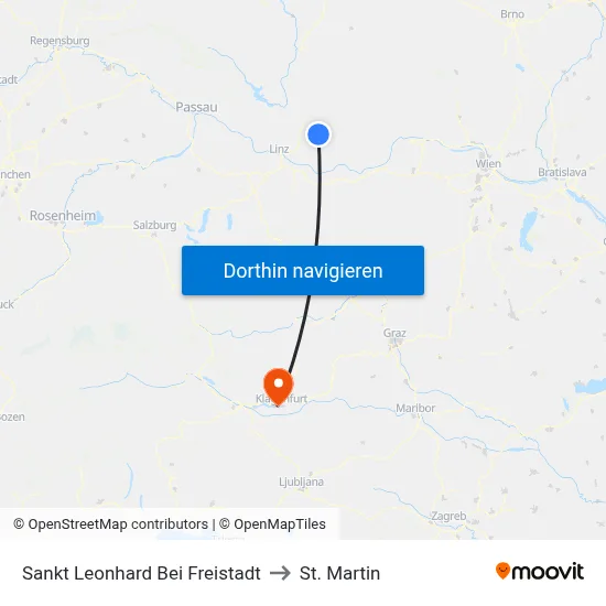 Sankt Leonhard Bei Freistadt to St. Martin map