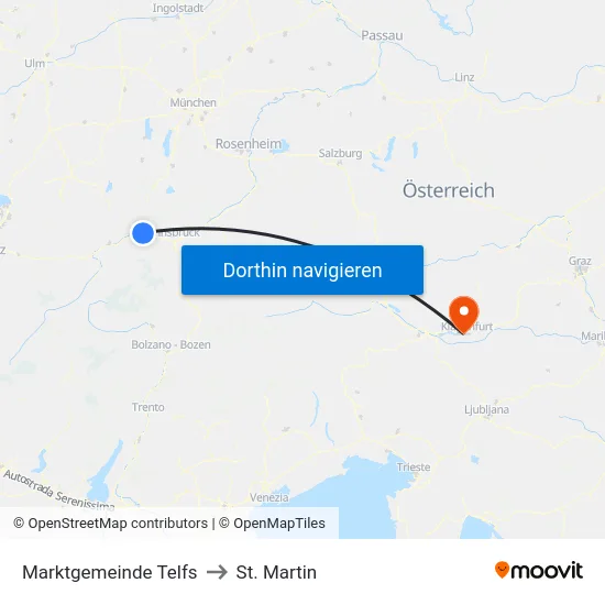 Marktgemeinde Telfs to St. Martin map